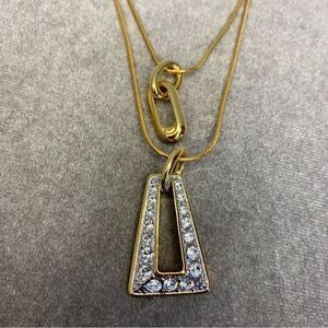 BUTLER vintage goldtone Crystal Rhinestone double stranded layered necklace